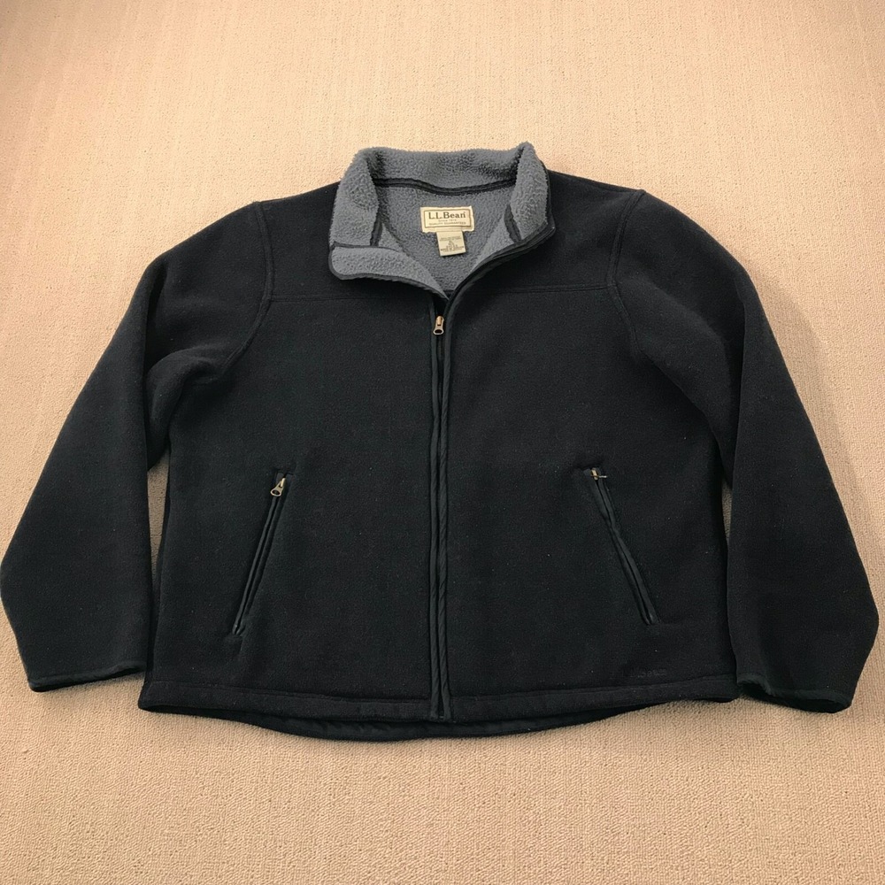 LL Bean Jacket Men's XL Blue Fleece Full Zip Pockets Outdoor Sweater Gorpcore